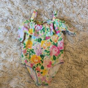 Janie and Jack Multicolor Floral Ruffle One-Piece Swimsuit